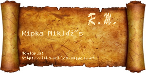 Ripka Miklós névjegykártya